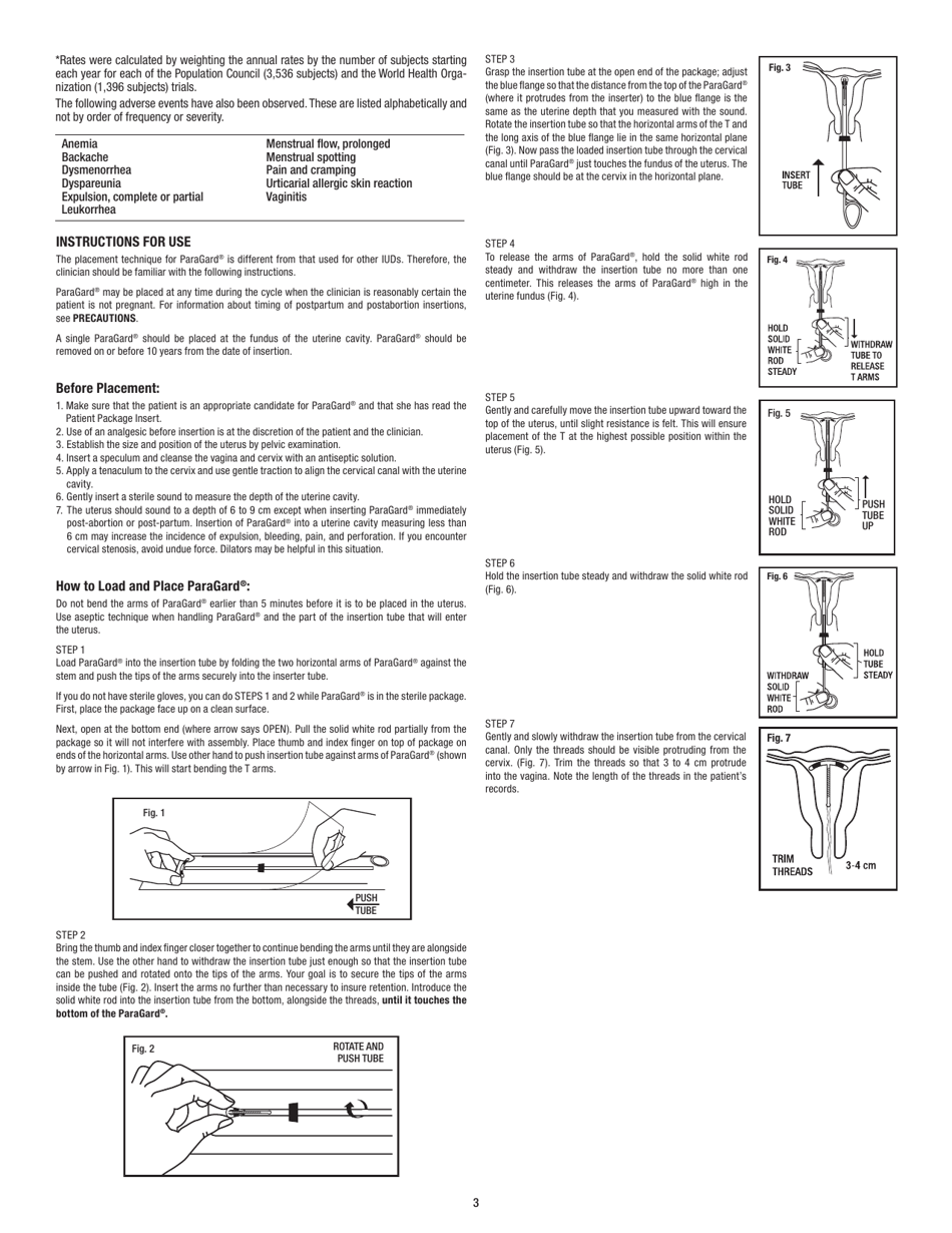 Paragard T380a Intrauterine Copper Contraceptive Information, Page 3