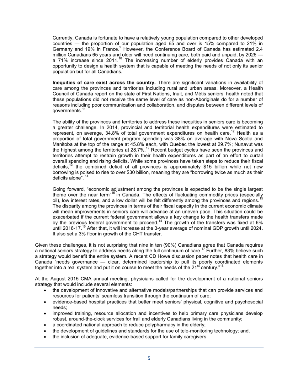 The State of Seniors Health Care in Canada - Canadian Medical Association - Canada, Page 5