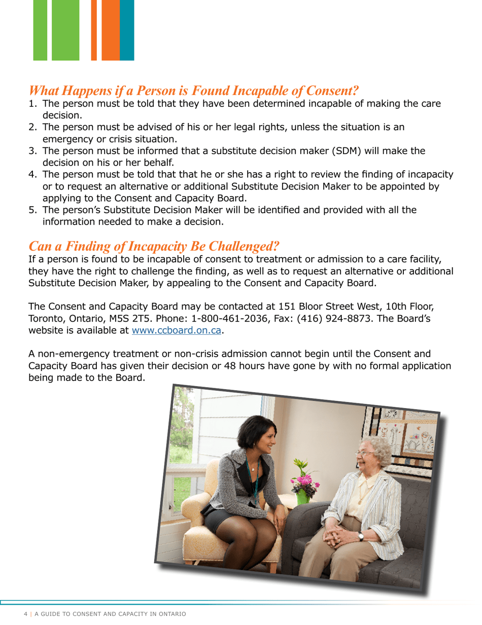 A Guide to Consent and Capacity in Ontario - Erie St. Clair Ccac (Community Care Access Centre) - Ontario, Canada, Page 6