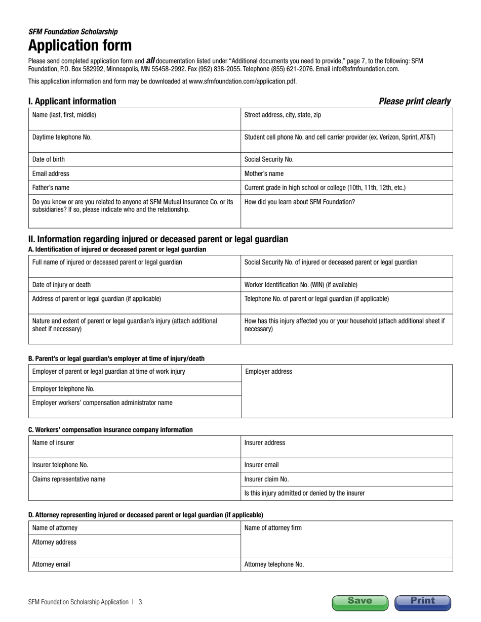 Sfm Foundation Scholarship Application, Page 3