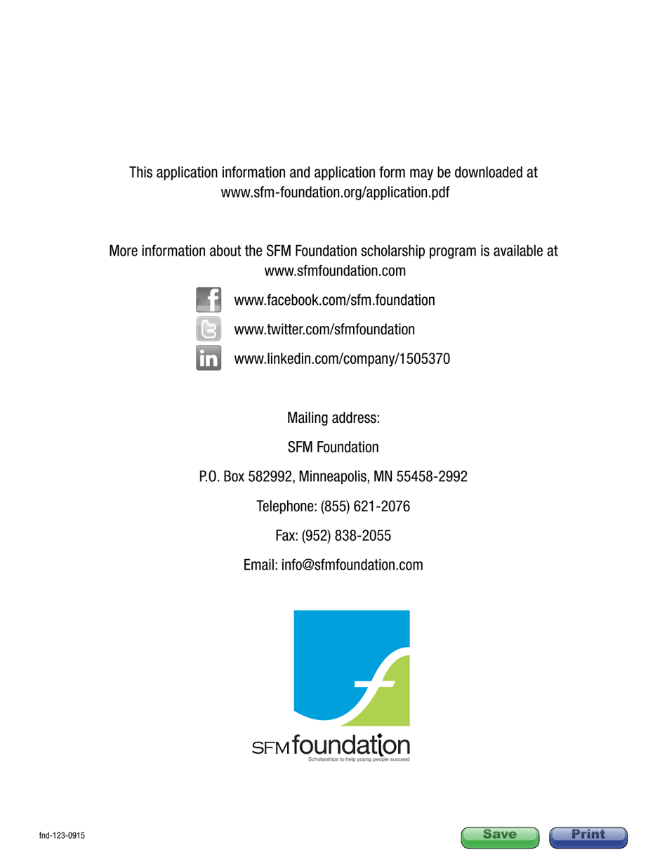 Sfm Foundation Scholarship Application, Page 8