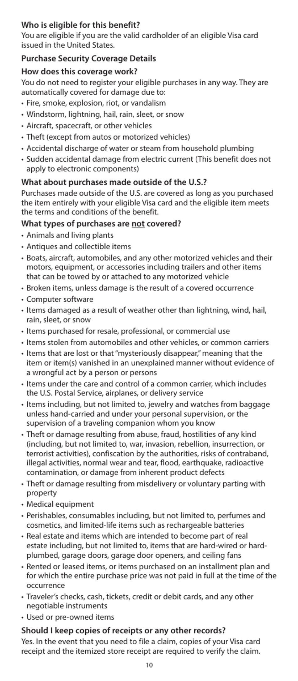 Your Visa Signature Card Guide to Benefits: Wells Fargo Visa Signature Credit Card, Page 10