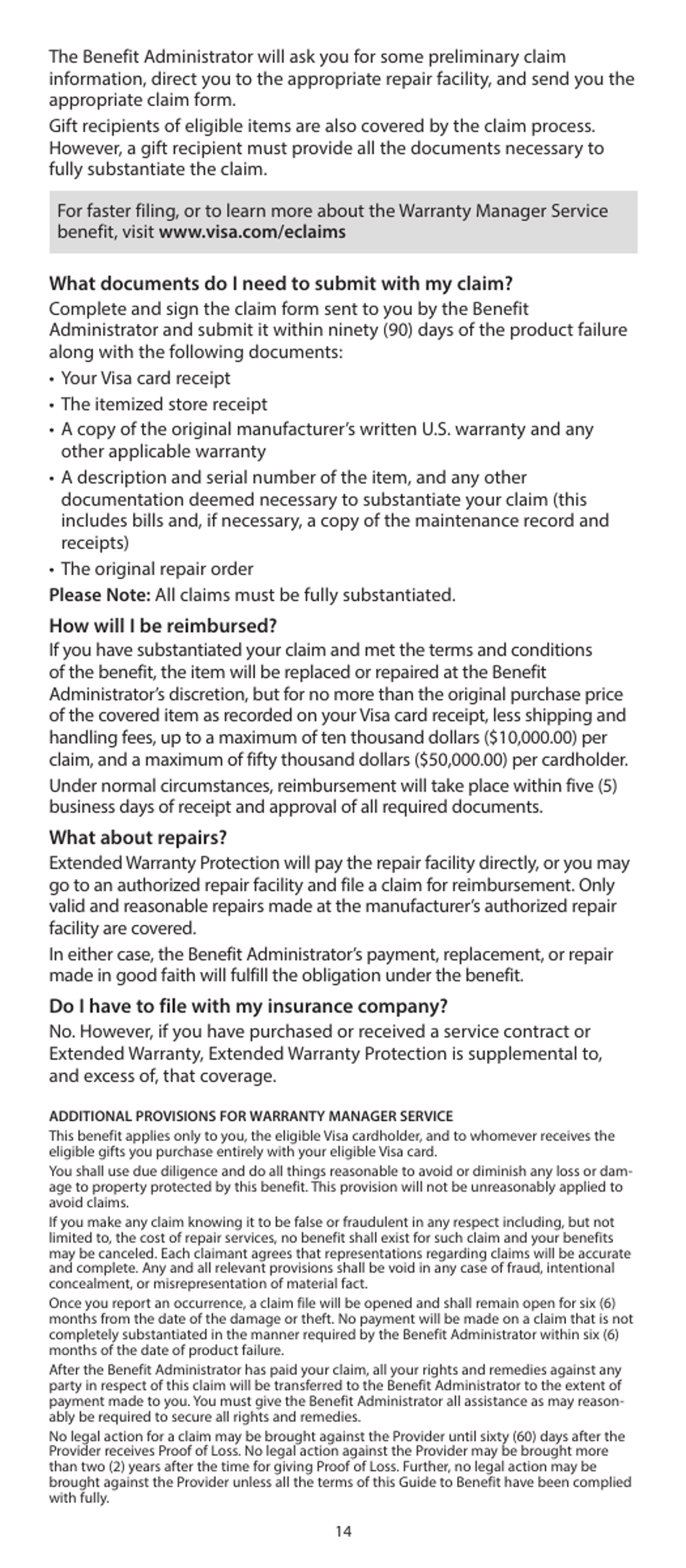 Your Visa Signature Card Guide to Benefits: Wells Fargo Visa Signature Credit Card, Page 14