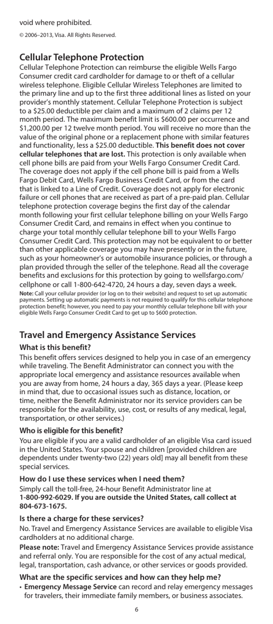 Your Visa Signature Card Guide to Benefits: Wells Fargo Visa Signature Credit Card, Page 6