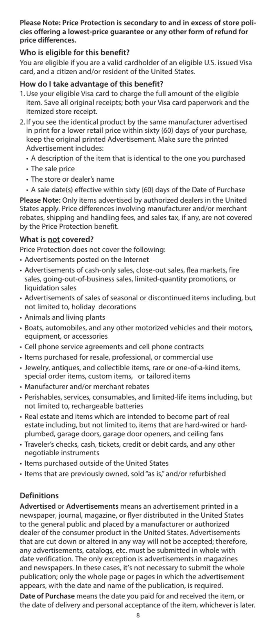 Your Visa Signature Card Guide to Benefits: Wells Fargo Visa Signature Credit Card, Page 8