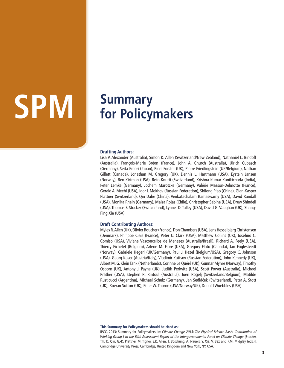 Summary for Policymakers (SPM) - United Nations Intergovernmental Panel on Climate Change