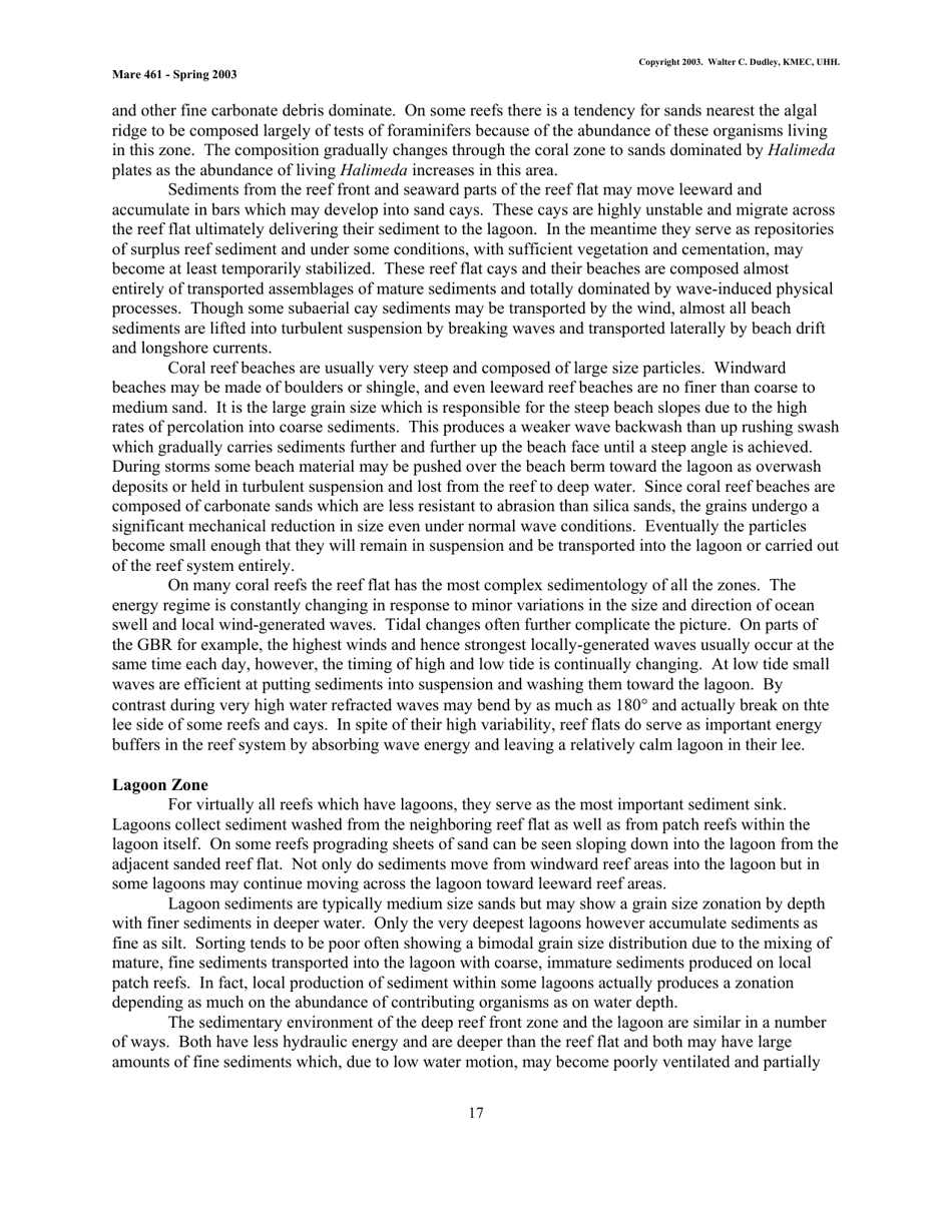 Coral Reef Sedimentology - Walter C. Dudley, Kmec, Uhh (Mare 461 - Spring 2003), Page 17