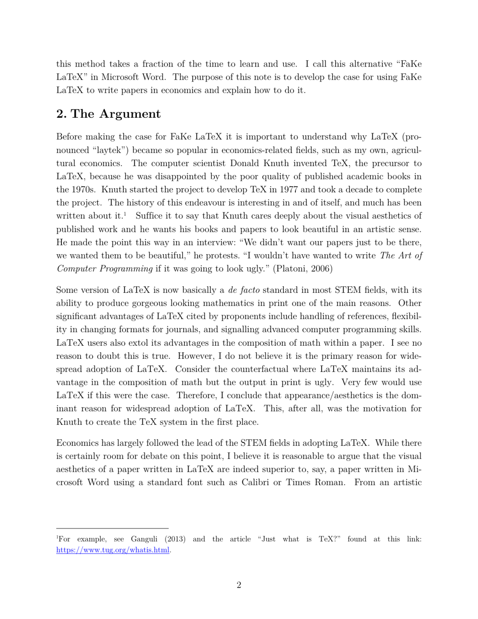 The Case for Writing Papers in Economics Using Fake Latex, Scott H. Irwin - University of Illinois - Illinois, Page 2