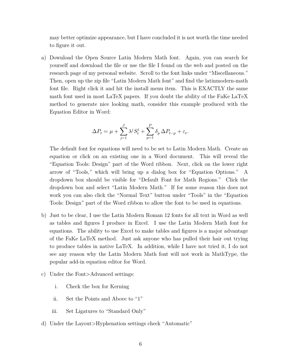 The Case for Writing Papers in Economics Using Fake Latex, Scott H. Irwin - University of Illinois - Illinois, Page 6