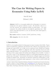 Document preview: The Case for Writing Papers in Economics Using Fake Latex, Scott H. Irwin - University of Illinois - Illinois