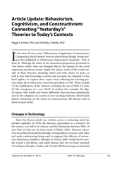 Behaviorism, Cognitivism, Constructivism: Comparing Critical Features From an Instructional Design Perspective, Peggy a. Ertmer and Timothy J. Newby - International Society for Performance Improvement, Page 23