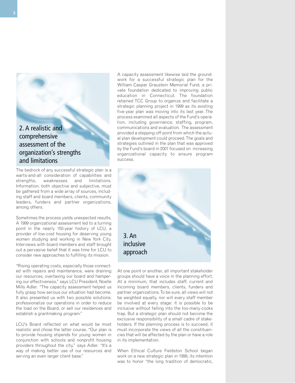 Ten Keys to Successful Strategic Planning for Nonprofit and Foundation Leaders, Richard a. Mittenthal - Tcc Group, Page 3