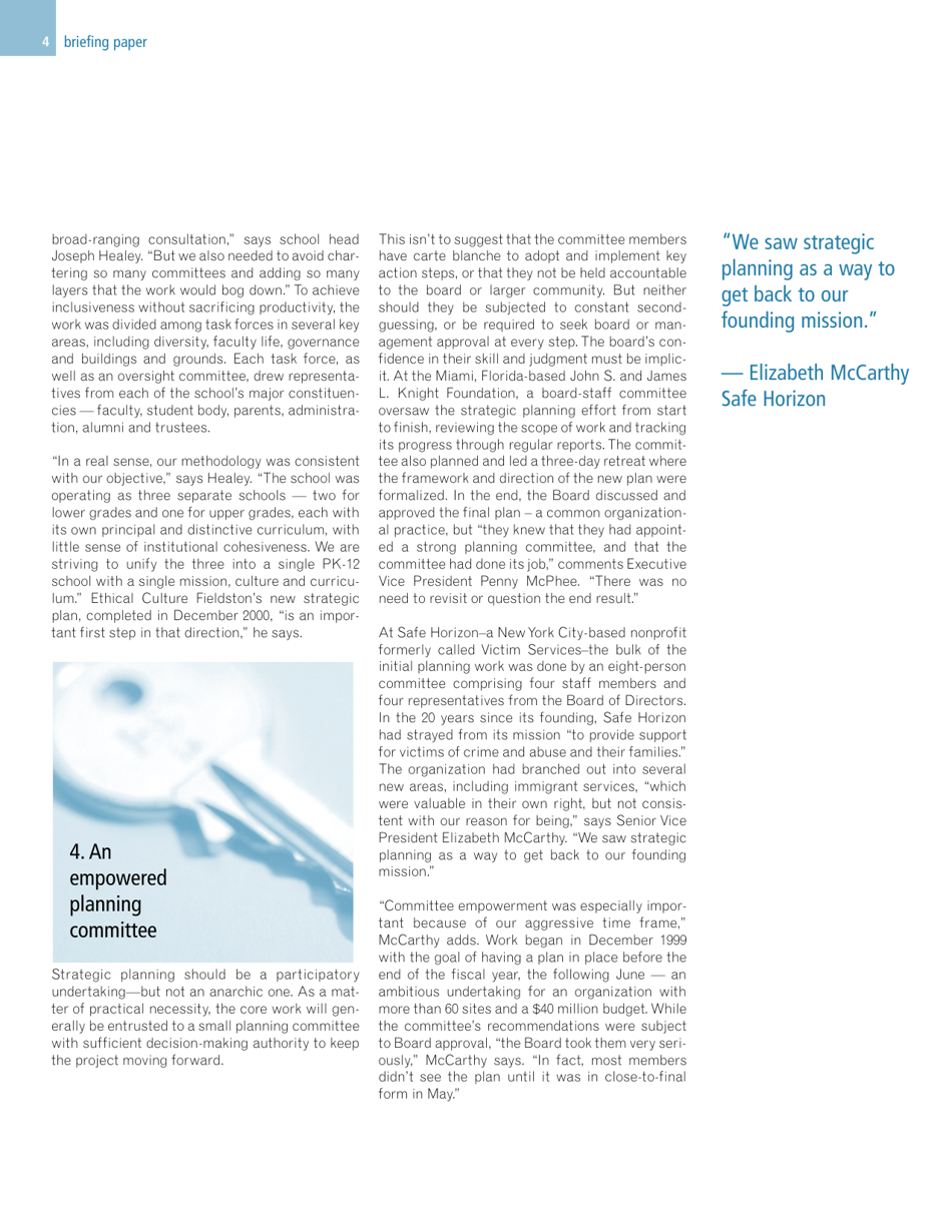 Ten Keys to Successful Strategic Planning for Nonprofit and Foundation Leaders, Richard a. Mittenthal - Tcc Group, Page 4