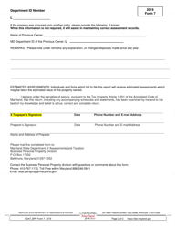 Form 7 Rental Condominiums, Townhouses, Cottages, Rooms, Etc - Business Personal Property Tax Return - Maryland, Page 2