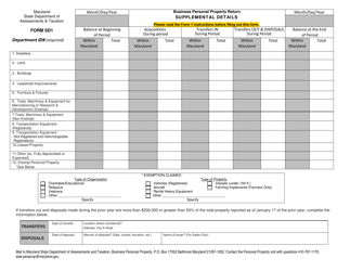 Form SD1 Business Personal Property Return - Supplemental Details - Maryland