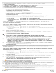 Form CG-1258 Application for Initial, Exchange, or Replacement of Certificate of Documentation; Redocumentation, Page 2