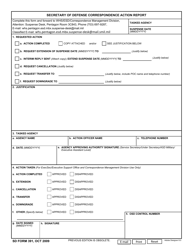 Document preview: SD Form 391 Secretary of Defense Correspondence Action Report