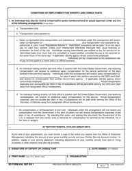 Document preview: SD Form 436 Conditions of Employment for Experts and Consultants