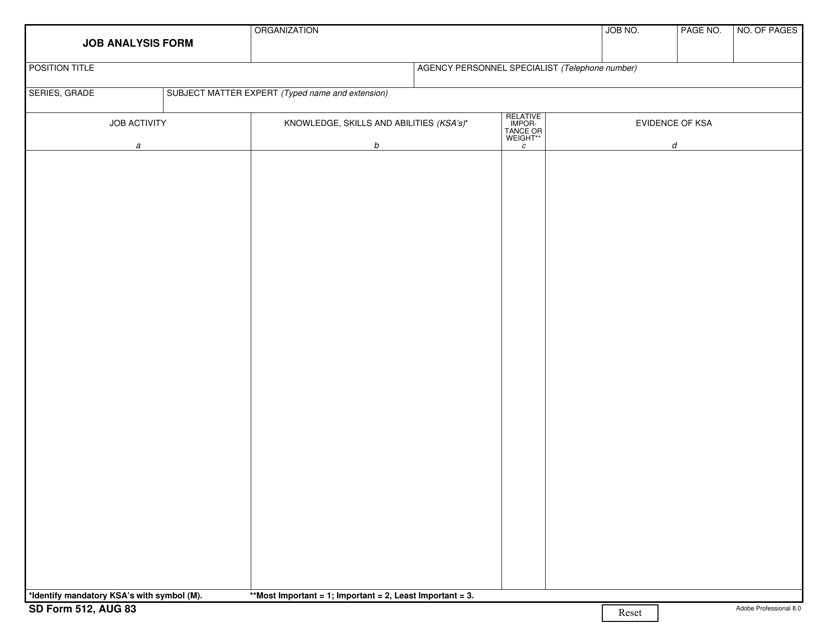 SD Form 512 Download Fillable PDF Or Fill Online Job Analysis Form afto-form-512-fill-out-sign-online-and-download-printable-pdf