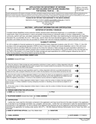 SD Form 816 Application for Department of Defense Impact Aid for Children With Severe Disabilities
