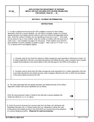 SD Form 816 Application for Department of Defense Impact Aid for Children With Severe Disabilities, Page 2
