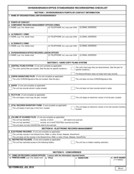 SD Form 823 Division/Branch/Office Standardized Recordkeeping Checklist, Page 3