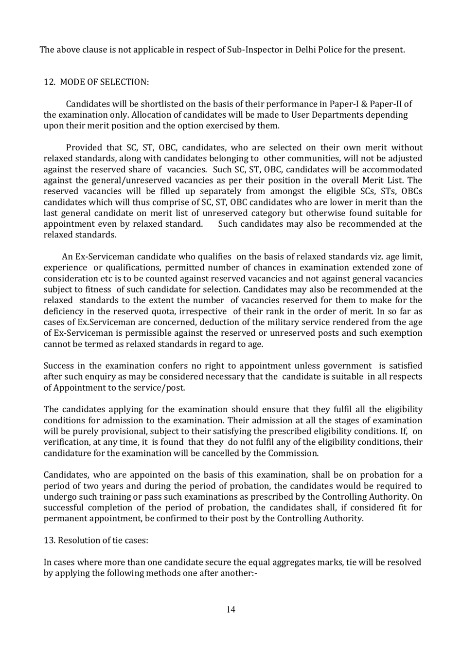 Recruitment of Sub-inspector in Delhi Police, CAPFs and Assistant Sub-inspectors in Cisf Examination - India, Page 14