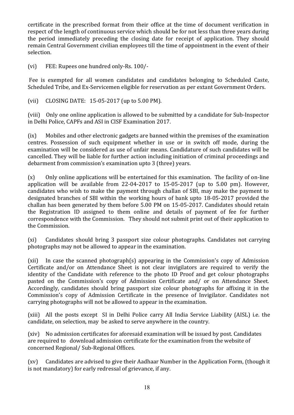 Recruitment of Sub-inspector in Delhi Police, CAPFs and Assistant Sub-inspectors in Cisf Examination - India, Page 18