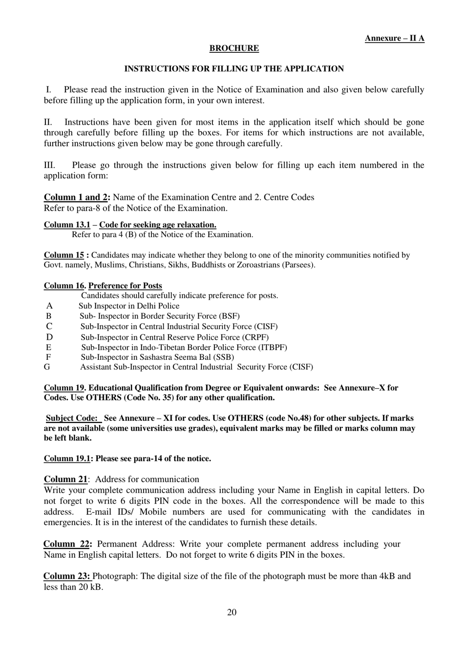 Recruitment of Sub-inspector in Delhi Police, CAPFs and Assistant Sub-inspectors in Cisf Examination - India, Page 20