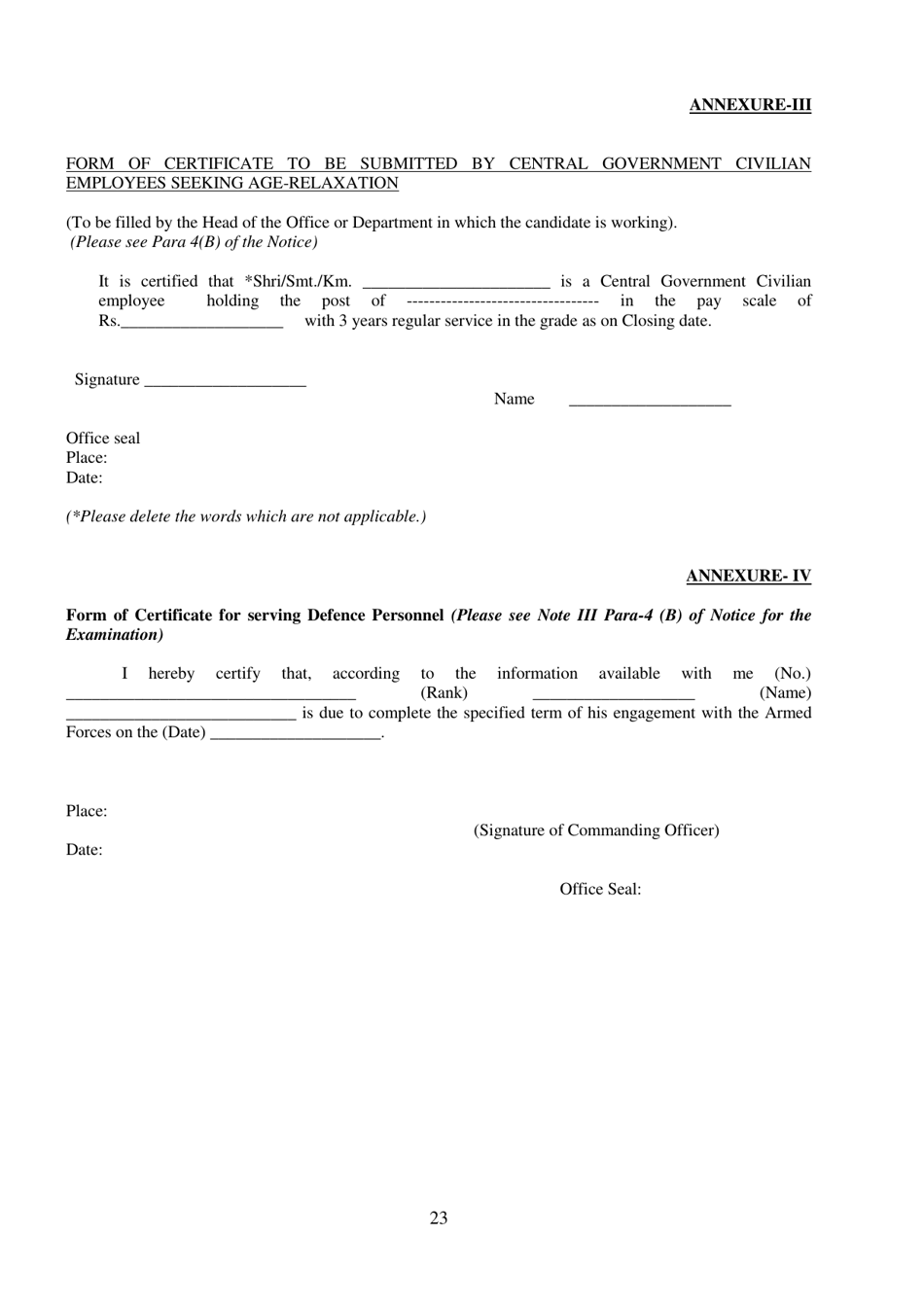 Recruitment of Sub-inspector in Delhi Police, CAPFs and Assistant Sub-inspectors in Cisf Examination - India, Page 23