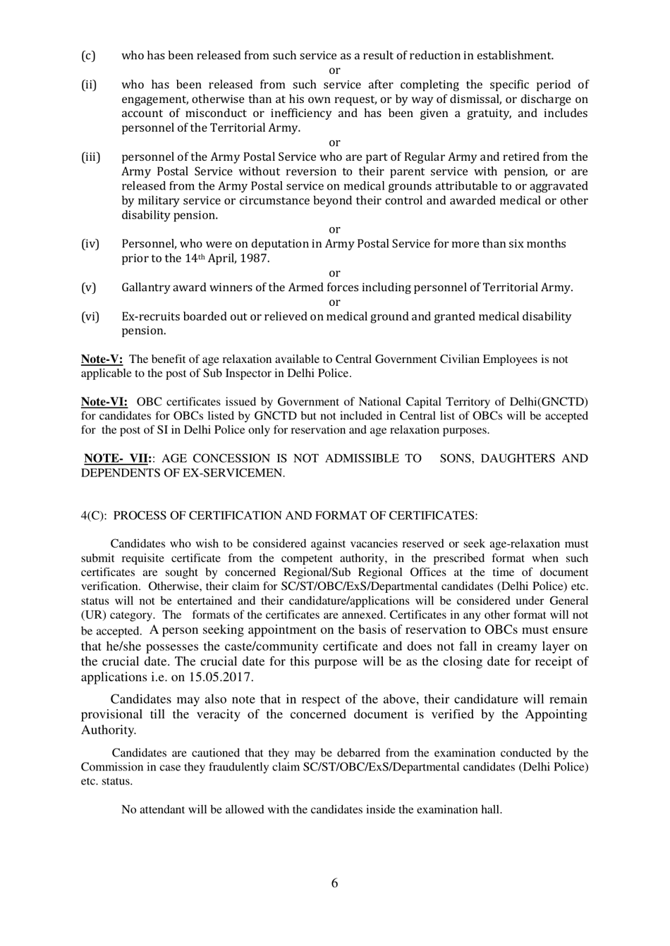 Recruitment of Sub-inspector in Delhi Police, CAPFs and Assistant Sub-inspectors in Cisf Examination - India, Page 6
