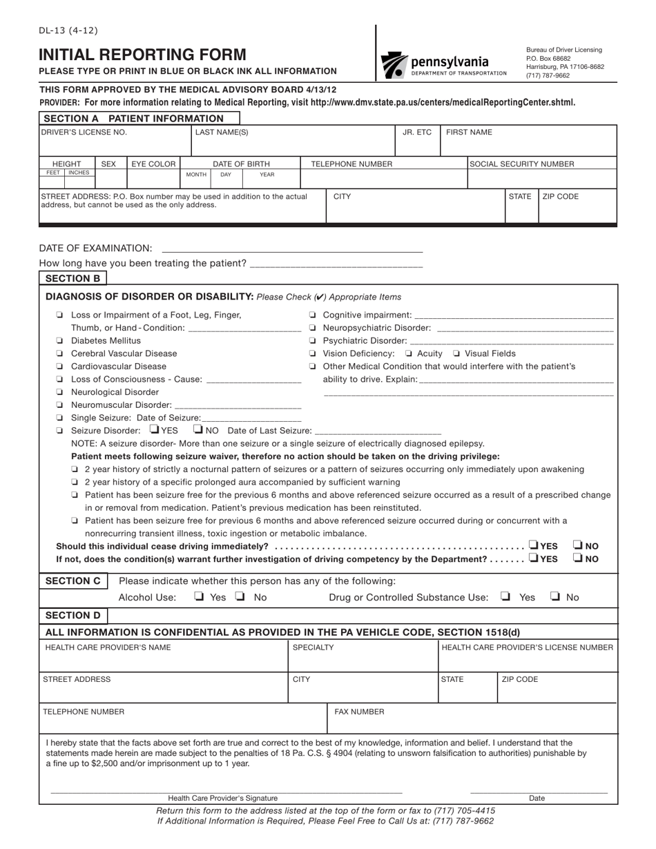 form-dl-13-download-fillable-pdf-or-fill-online-initial-reporting-form