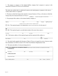 Form 313 Application for Registration of a Foreign Series Limited Liability Company - Texas, Page 7