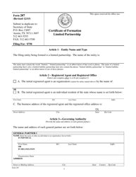 Form 207 Certificate of Formation - Limited Partnership - Texas, Page 4