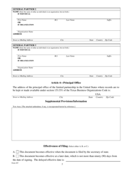 Form 207 Certificate of Formation - Limited Partnership - Texas, Page 5