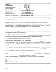 Form 308 Application for Renewal of Registration of a Foreign Limited Liability Partnership - Texas, Page 4