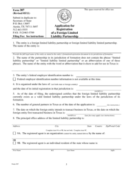 Form 307 Application for Registration of a Foreign Limited Liability Partnership - Texas, Page 5