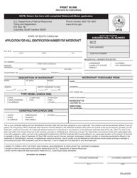 Application for Hull Identification Number for Watercraft - South Carolina