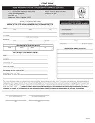 Application for Serial Number for Outboard Motor - South Carolina, Page 2