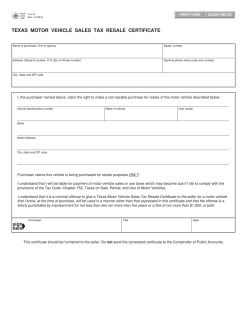 Form 14-313  Printable Pdf