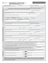 Form AP-169 Texas Application for Motor Vehicle Seller-Financed Sales Tax Permit - Texas, Page 3