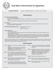 Document preview: Form AP-143 Texas Motor Vehicle Rental Tax Application - Texas (Dinka)
