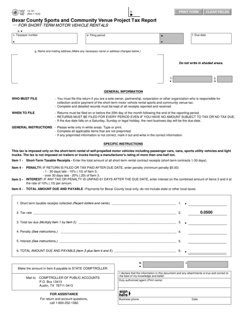 Form 14-121  Printable Pdf