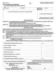 Document preview: Form 14-122 Tax Report - for Short-Term Motor Vehicle Rentals - City of Euless, Texas