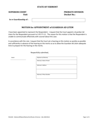 Document preview: Form PAG100 Motion for Appointment of Guardian Ad Litem - Vermont