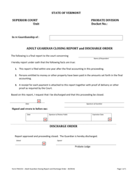 Document preview: Form PAG152 Adult Guardian Closing Report and Discharge Order - Vermont