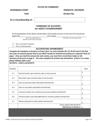 Form PAG89 Summary of Account for Adult Guardianship - Vermont