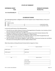 Document preview: Form PG79 Guardian's Bond - Vermont