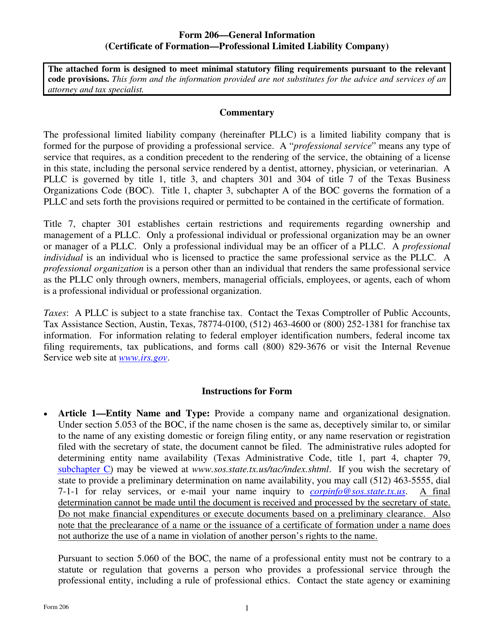 form-206-download-fillable-pdf-or-fill-online-certificate-of-formation