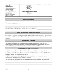 Form 425 Restriction on the Transfer of Shares - Texas, Page 3